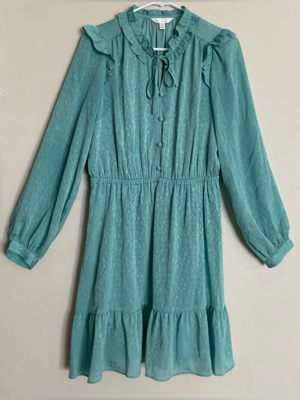 LC Lauren Conrad Long Sleeve Ruffle Trim Flowy Dress